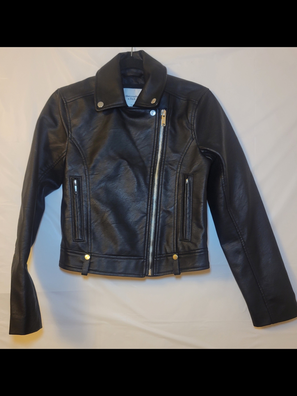 Abercrombie & Fitch Black Asymmetrical Faux Leather Moto Jacket